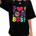 Oversized 80s Outfits for Women I Love The 80s Shirt Vintage neon Shirts for Birthday Party Gift Casual Short Sleeve Top, 2XL