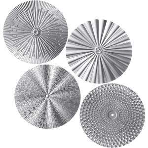 Hicarer 4 Pcs 12 Inch Metal Wall Art Decor Sunburst Hanging Metal Artwork Decor Wall Art Decorations for Home Living Room Office(Silver)
