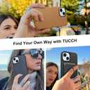 TUCCH Case for iPhone 15 Plus with Detachable Card Wallet, [Magnetic Wireless Charging] Slim RFID Blocking Finger Ring Grip Kickstand, PU Leather Protective Cover Compatible with iPhone 15 Plus, Blue