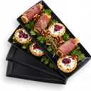 Gomakren Serving Platter Serving Dishes, 14 Inch Porcelain Serving Trays for Party, Large Serving Platters and Trays, Rectangular Sushi Plates for Entertaining Thanksgiving Christmas, Set of 4, Black