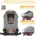 Stroller Sun Shade - UPF 50+ Universal Stroller UV Protection Cover for Baby with See Through, Waterproof Sun Cover for Stroller, Stroller Sunshade Extender, Joggers & Stroller Accessories for UV