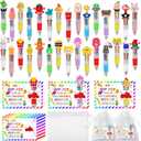 CZWZ 30 Set Cute Multicolor Pens in One 4-in-1 Fun Pens Bulk with 30 Gift Cards for Kindergarten Party End of Year Student Gift Bulk Office School Exchange Gifts