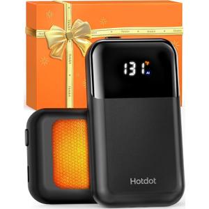 Hotdot Hand Warmers Rechargeable 2 Pack, 4 Heat Levels (104131F), Real-Time Temp & Battery Display, Electric Hand Warmers, Fast Heating, Fits in Gloves/Pocket, Gifts for Women & Men
