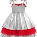 IBTOM CASTLE Baby Girl 1st Halloween Dress Birthday Cake Smash Layered Tulle Princess Tutu Cosplay Spider Web Costume (12-18 Months, Sliver)