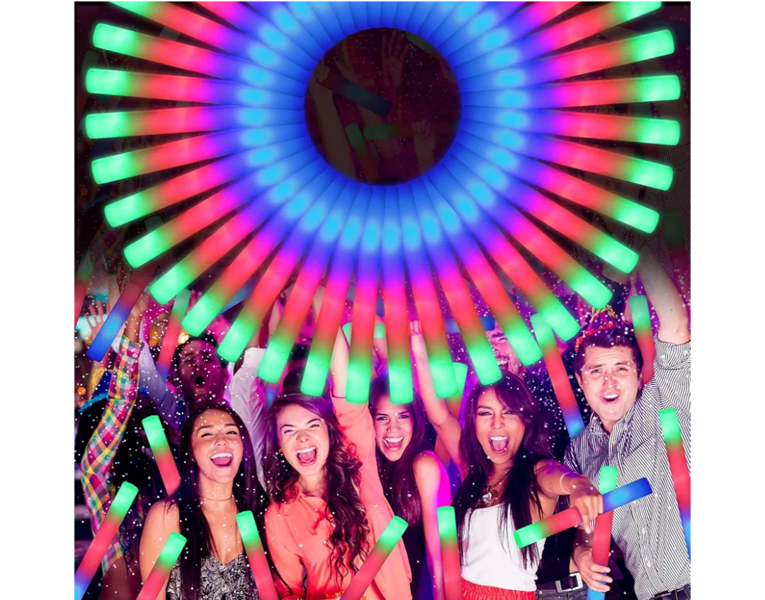 70 PCS LED Foam Glow Sticks Bulk, Glow in the Dark Party Supplies with 3 Modes Colorful Flashing, Foam Light Up Sticks for Wedding,Birthday,Neon Party,Carnival,Concert,New Year