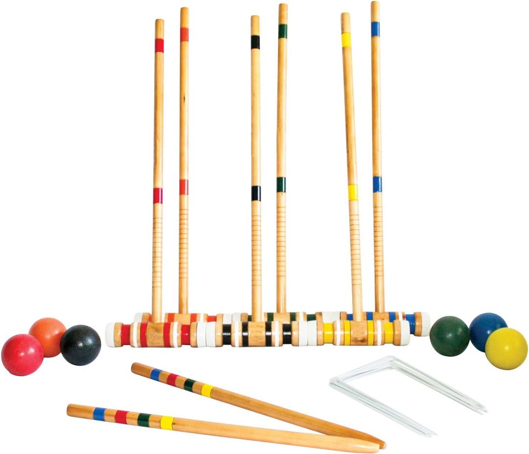 Triumph Sports Six Player Croquet Sets with 6 Wood Mallets, Balls, and Carrying Bags