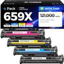 659X Toner Cartridge Set 4-Pack High Yield with Chip Replacement for HP 659X 659A W2010A W2010X W2011X W2012X W2013X for Color LaserJet Enterprise MFP M776dn M856dn M856x Flow M776z M776zs Printer Ink