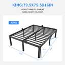 MAF 16 Inch King Size Bed Frame with Round Corner Legs Mattress Slide Stopper No Box Spring Needed Heavy Duty Metal Platform Bed Frames Under-Bed Storage Space, 3000 LBS Steel Slats Support