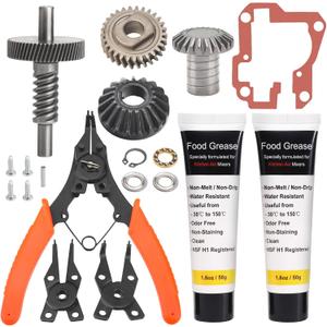 Worm Gear Kit W/9709231 Worm Gear, 9703445 Bearing, 9706529 Gear, 9709511 Gasket,9703680 Circlip And 1.8 Oz Food Grade Grease Compatible With Whirlpool 5Qt & 6Qt Stand Mixer
