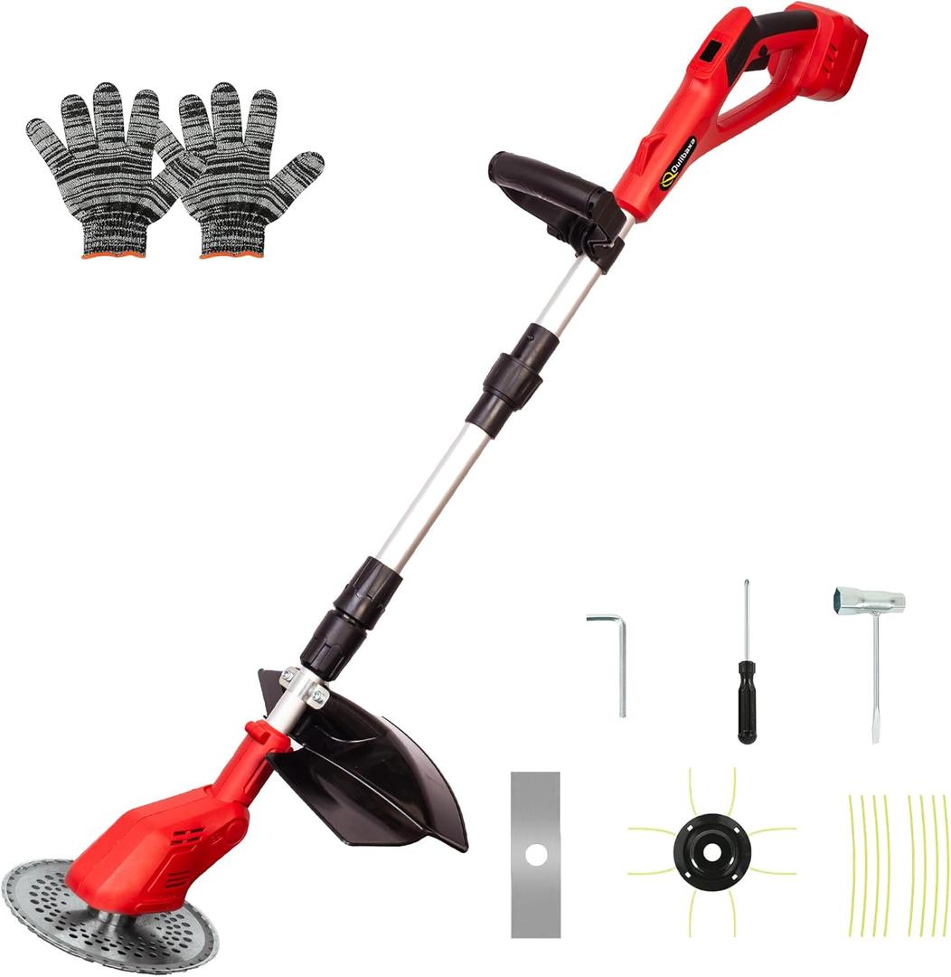 Cordless String Trimmer for Milwaukee 18V Battery, 8 INCH Brushless Weed Wacker Folding 3 in 1 Extendable Pole, Electric Weed Eater/Edger Trimmer/Lawn Mower for Yard Garden (Battery Not Included)
