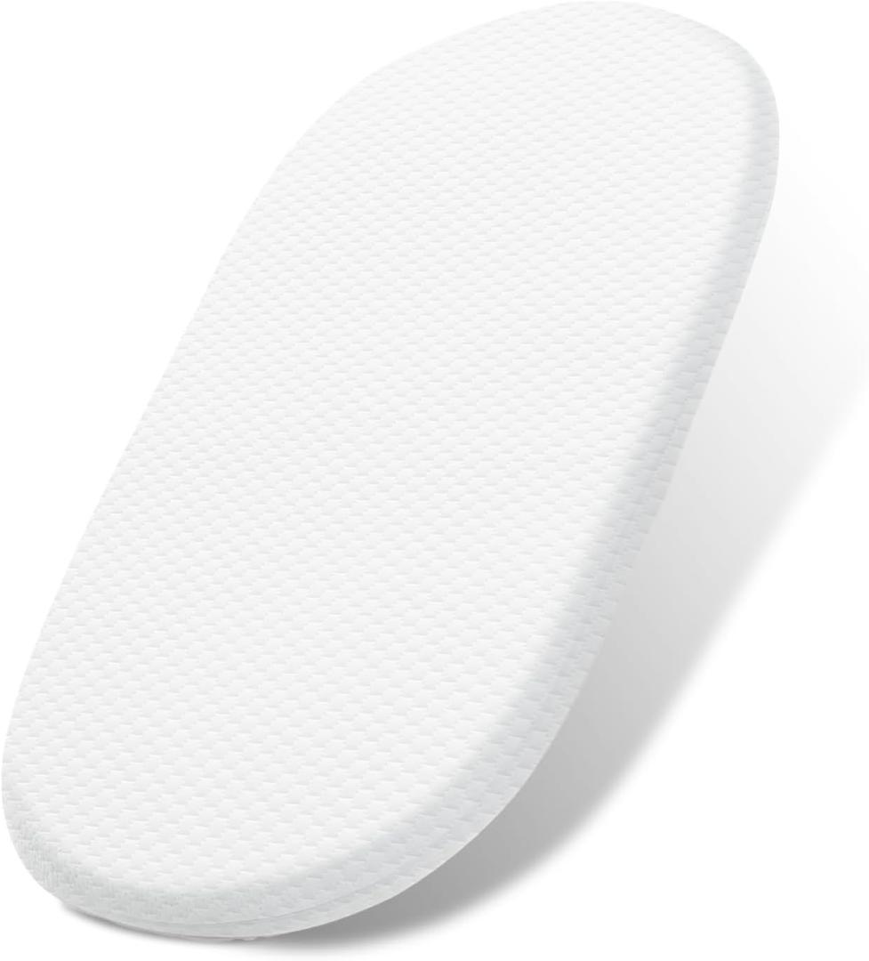 Lisara Baby Bassinet Mattress, 29" x 18" Dual Sided Gel Memory Foam Mattress with Waterproof, Removable and Breathable Ice Silk Cover, Fit for 4moms MamaRoo Sleep Bassinet, Oval 29" x 18"