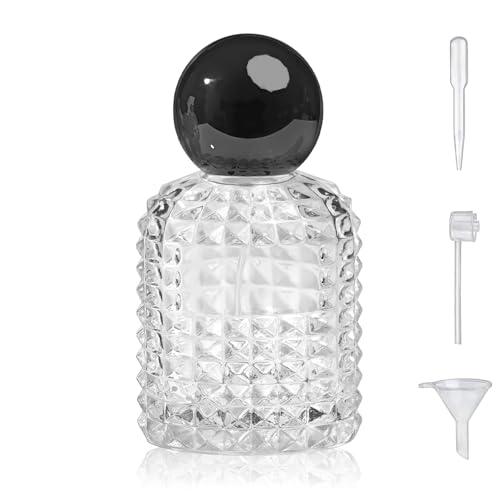 Yerpkefey 50ml/1.7 Oz Glass Spray Bottle Perfume Atomizer,Vintage Glass Perfume Travel Refillable Spray Bottle Empty with 3 Kinds of Dispenser (Black)
