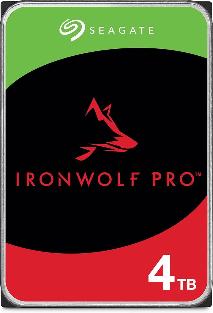 Seagate IronWolf Pro, 4 TB, Enterprise NAS Internal HDD CMR 3.5 Inch, SATA 6 Gb/s, 7,200 RPM, 256 MB Cache for RAID Network Attached Storage (ST4000NT001)