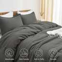 PHF Ultra Soft Waffle Weave Comforter Set King Size, 3 Pieces Lightweight Breathable Comfy Bedding Set, Comfy Textured 1 Comforter with 2 Pillow Shams, Grey