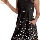 SAMPEEL Sundresses for Women 2025 Spring Summer Beach Tank Dress Vacation Fashion Floral Black (Medium)
