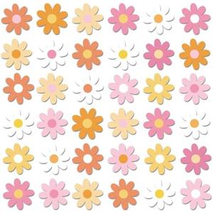 280pcs Spring Daisy Temporary Tattoos Stickers Hippie Theme Tattoo Stickers Waterproof Boho Groovy Face Body Sticker for Adults and Kids Cute Cartoon Printing Groovy Theme Spring Floral Party Supplies