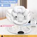 LAREX Baby Swing Infant Swing Electric Toddler Baby Rocker Portable for Newborn Boy Girl, 5 Sway Speeds with Remote Control, 10 Preset Melodies and Bluetooth, 0-6 Months Max 20 Lbs (White)