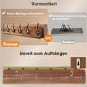 Dseap Coat Rack Wall: 24" Long, Patented, Heavy-Duty, 6-Double-Hooks Wooden Wall Mounted Coat Rack Coat Hanger Hook Rail for Winter Coats Hat Jacket Clothing, Natural & Black