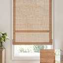 LazBlinds Cordless Bamboo Blinds, Easy Install Roller Shades for Windows, Hook-On Light Filtering Bamboo Shades for Interior Indoor Windows, 46" W x 48" H, Star-Brown