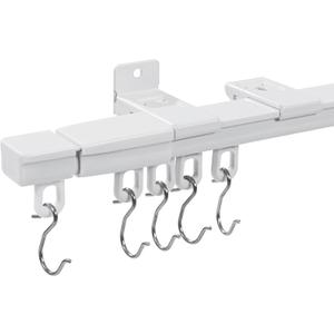 Curtain Track, Set of 1: 2.8~4.9ft,Retractable rod for Ceiling and Wall Mounting with Silent Rollers and Hooks for Living Room and office,quick Installation for Space Partition Divider