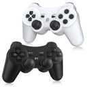 Pack Wireless Controller for PS3, Compatible with Playstation 3, with 2 Charging Cables (Black & White)