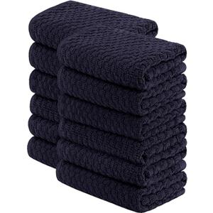 Wealuxe Super Absorbent Kitchen Towels 12 Pack - Premium 100% Cotton Kitchen Towels, 450GSM Thick Machine Washable Navy Dish Towels for Kitchen Drying, Cleaning, Dobby Weave, Unmatched Quality (15x26)