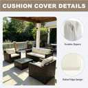 Loungewave 8Pcs Outdoor Cushion Covers, Patio Cushion Covers Replacement for Patio Furniture Sofa Couch, Soft Flexibility Washable Reusable Furniture Protector (Beige,Cover Only)