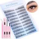 Wispy Lash Extension Kit Natural Lash Clusters 180Pcs Individual Lashes Clusters Kit Natural Eyelash Extension Kit C Curl Cluster Eyelash Extensions with Bond and Seal and Tweezers by TNFVLONEINS