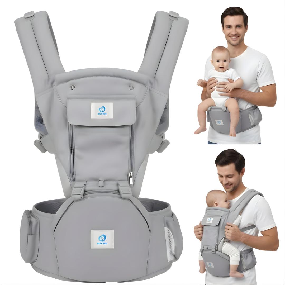 6-in-1 Baby Carrier Newborn to Toddler, Adjustable Toddler Carrier with Detachable Hip Seat (for 745 lb), Head & Neck Support, Breathable Cotton, Multiple Carry Positions for Travel & Daily Use