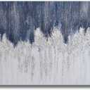 TRAIN2 ART Blue & Silver Canvas Wall Art, Hand Painted Abstract Oil Painting Wall Art on Canvas, Indigo Wall Picture Painting for Living Room Sofa Decoration (Navy Blue, 24X48inch)