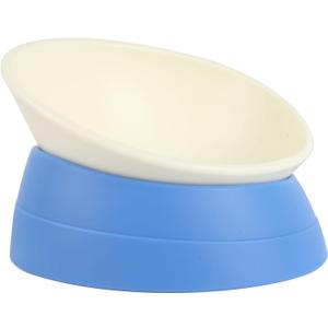 Bulldog Bowl Anti-Slip Dog Cat Dish Detachable Rubber Dog Bowl Pet Sterile Tilted Pet Feeder Slope Base (Blue, 2 Cup (Small/Medium Dog))