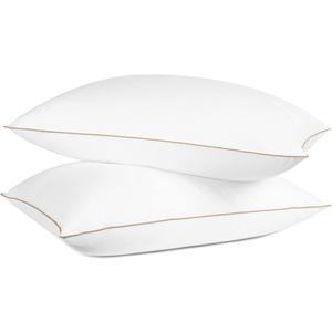 Dreamhood Goose Down Feather Pillows for Sleeping Soft Bed Pillow Standard Size Set of 2 Cooling Down Pillows Feather Pillows for Twin Bed Made in USA with 100% Cotton Shell 20 x 26 Inches