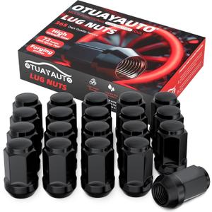 OTUAYAUTO 1/2-20 Lug Nuts - Replacement for 1987-2018 Jeep Wrangler JK, 2002-2012 Liberty, 1993-2010 Grand Cherokee, Cone Seat, 19mm Hex, 20PCS Black Closed End Bulge Acorn Lug Nut