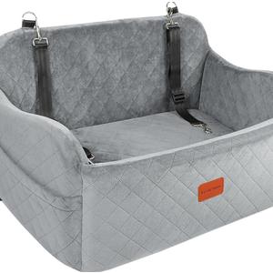 Dog Car Seat, Soft Memory Foam Filled Three-Dimensional Pet Safety Seat, Detachable, Machine Washable, Anti-Skid Base, Suitable for Small and Medium-Sized Dog Car Travel Warm Nest, 2 Safety (Gray)