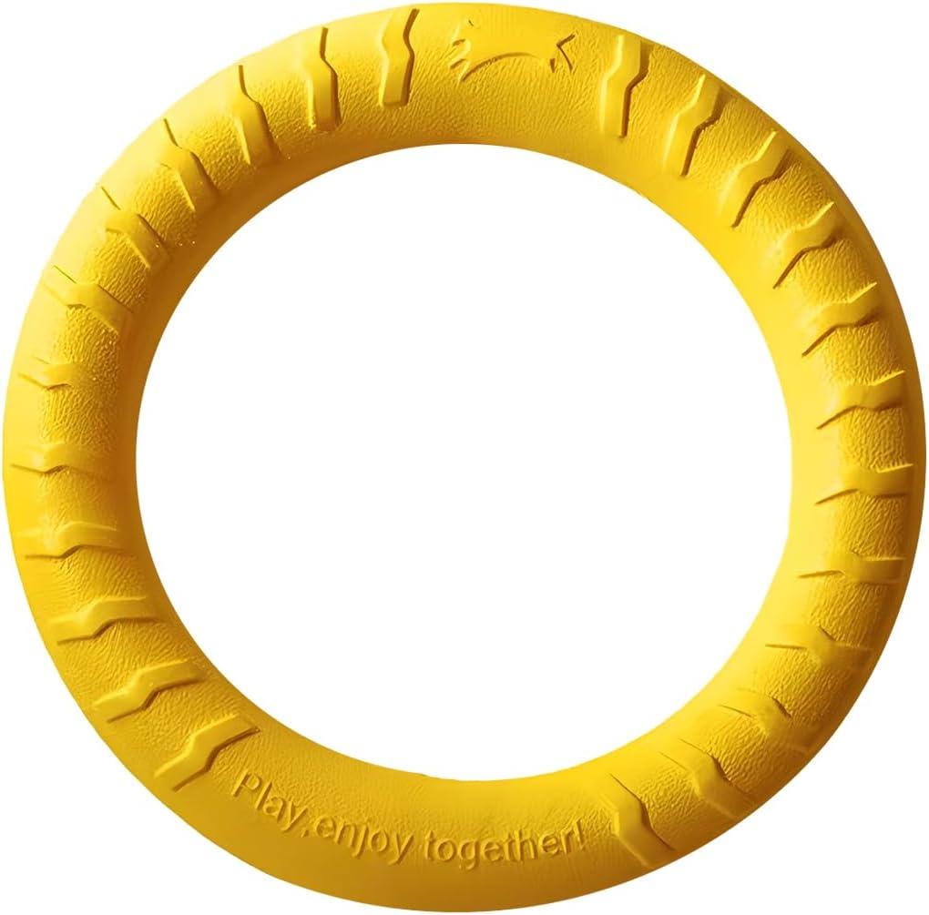 Dog Training Toys, Yellow Dogs Chew Toy for Aggressive Chewers Flying Discs for Medium Large Breeds Training Ring, Floating Dog Ring Toys for Throwing Catching Flying Lightweight Puppy Toy 10.6"