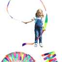 dervea 20 Pack Ribbon Dancing Wands Party Favors for Kids, Rainbow Birthday Decorations, Princess Party Supplies, Girls Party Games, Gymnastics Goody Bag Stuffers (Rainbow)