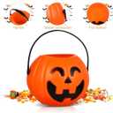 Kisangel 6 Pcs Mini Pumpkin Buckets Plastic Buckets with Handles Pumpkin Trick Or Treat Bucket for Holiday Halloween Banquet