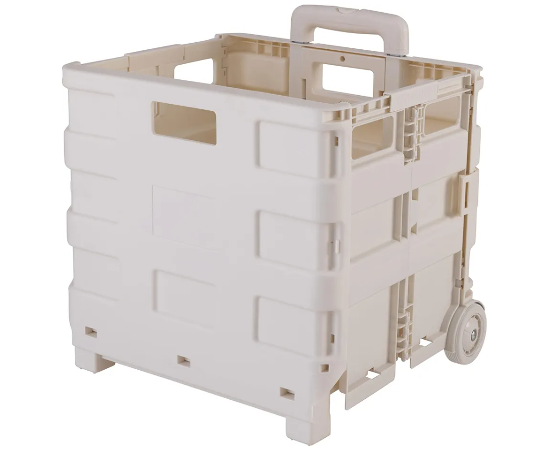 Simplify Large Tote & Go Collapsible Utility Cart | Dimensions: 16.5"x 14.6"x 15.8" | Portable | Collapses |77 Pound Capacity | Durable | White.