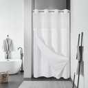 eachope White No Hook Waffle Weave Shower Curtain with snap-in Liner Replacement, 230GSM Waterproof Fabric Hotel Shower Curtain Set for Bathroom, Through Mesh Top Window,60Wx74H