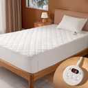 Heated Mattress Pad Full  Electric Mattress Pad with Preheat Functions, 6 Heat Settings, 110Hour Auto Off, Soft Quilted Topper, Deep Pocket Fit, Machine Washable, 54"x75" Bed Warmer