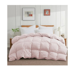 Joysoul Queen Size Down Comforter - All Season Ultra Soft Goose Down & Feather Fiber Fill, Luxury Hotel Pink Duvet Insert with Corner Tabs (88" X 88"), Pink