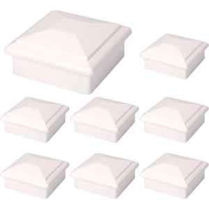 8 Pack 4x4 Fence Post Caps for True/Actual 3 5/8" x 3 5/8" Wood Post, Made from Durable Plastic and Against Fading, Keep Post from Cracking and Rotting (White, 8Pack)