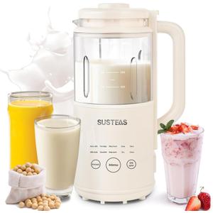 SUSTEAS 10 in 1 Nut Milk Maker Machine, 34oz Soy Milk Maker for Almond/Oat/Soy Milk, Juice, Milkshake, Rice Paste, No Filtering Needed, Almond Cow Milk Machine Maker with Self Cleaning, Beige