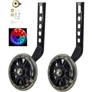 a Pair of Children's Bicycle Riding Flash Silent Training Wheels, Suitable for 12-20 inch Single Speed Bicycles (black)
