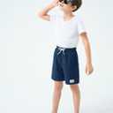 Haloumoning Boys Corduroy Shorts Kids Casual Elastic Waist Drawstring Summer Shorts with Pockets 5-14 Years (Blue)