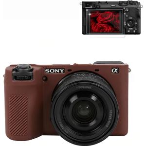 Case for Sony A6700 Camera Accessories, A6700 Soft Silicone Protective Case with Screen Protector, Slim Fit Sleeve, Lightweight, Anti-Scratch for Sony Alpha 6700 Cover (Brown)