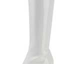 DREAM PAIRS Women's Gogo Boots Square Toe Chunky Wide Calf Knee High Boots For Women (11, White/Patent/Pu)
