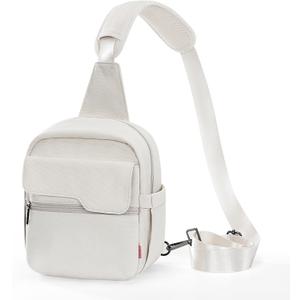 Cwatcun Camera Bag Small Compact Camera Sling Case, Waterproof Canvas Crossbody Camera Bag with Rain Cover, Travel Photography Bag for Canon, Nikon, Sony, Fuji DSLR/SLR/Mirrorless Cameras, Lens (Beige)