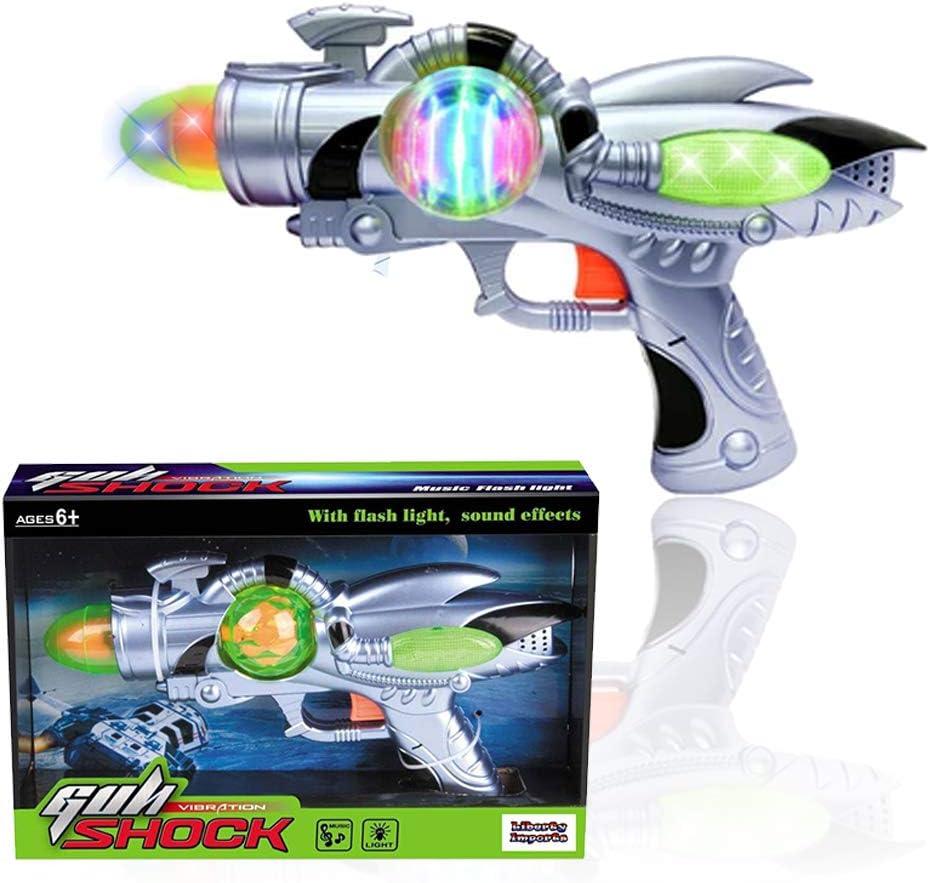 Electric Toy Space Gun, Galactic Infinity Alien Blaster Pistol for Kids Pretend Play with Flashing LED Lights and Blasting Laser FX Sounds