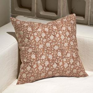 DOMVITUS Floral Pillow Covers, 24x24 Pillow Covers, Throw Pillows for Couch, Floral Print Pillow Cover, Decorative Neutral Accent Throw Pillow Covers, 1PC, Brownish Orange